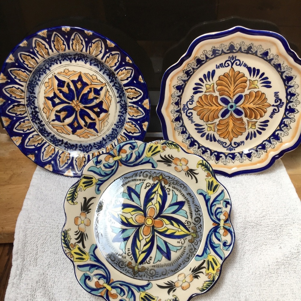 Set of 3 I Godinger hand painted decorative plates